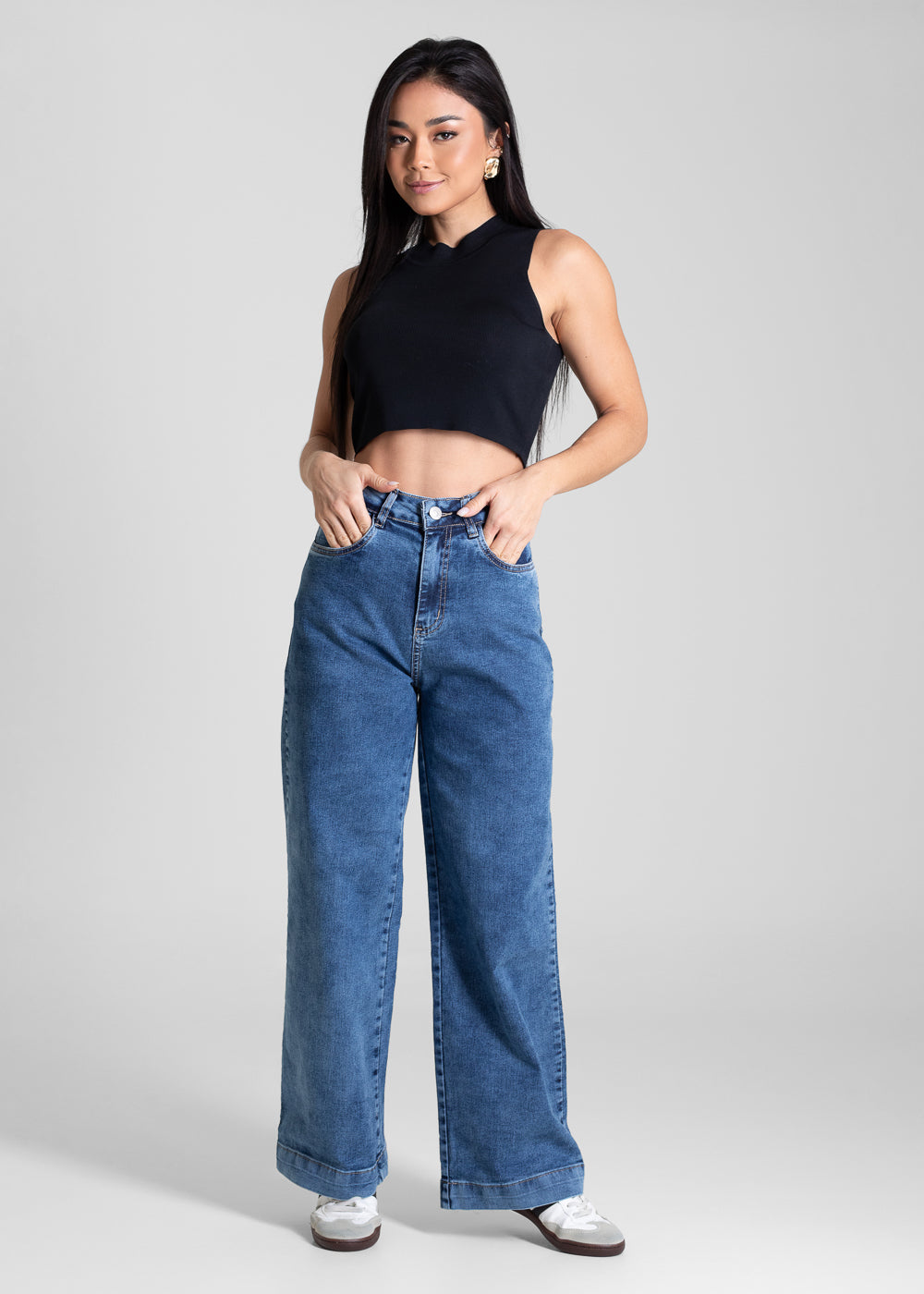 Calça Jeans Sawary Wide Leg Petit - 283525 AZUL