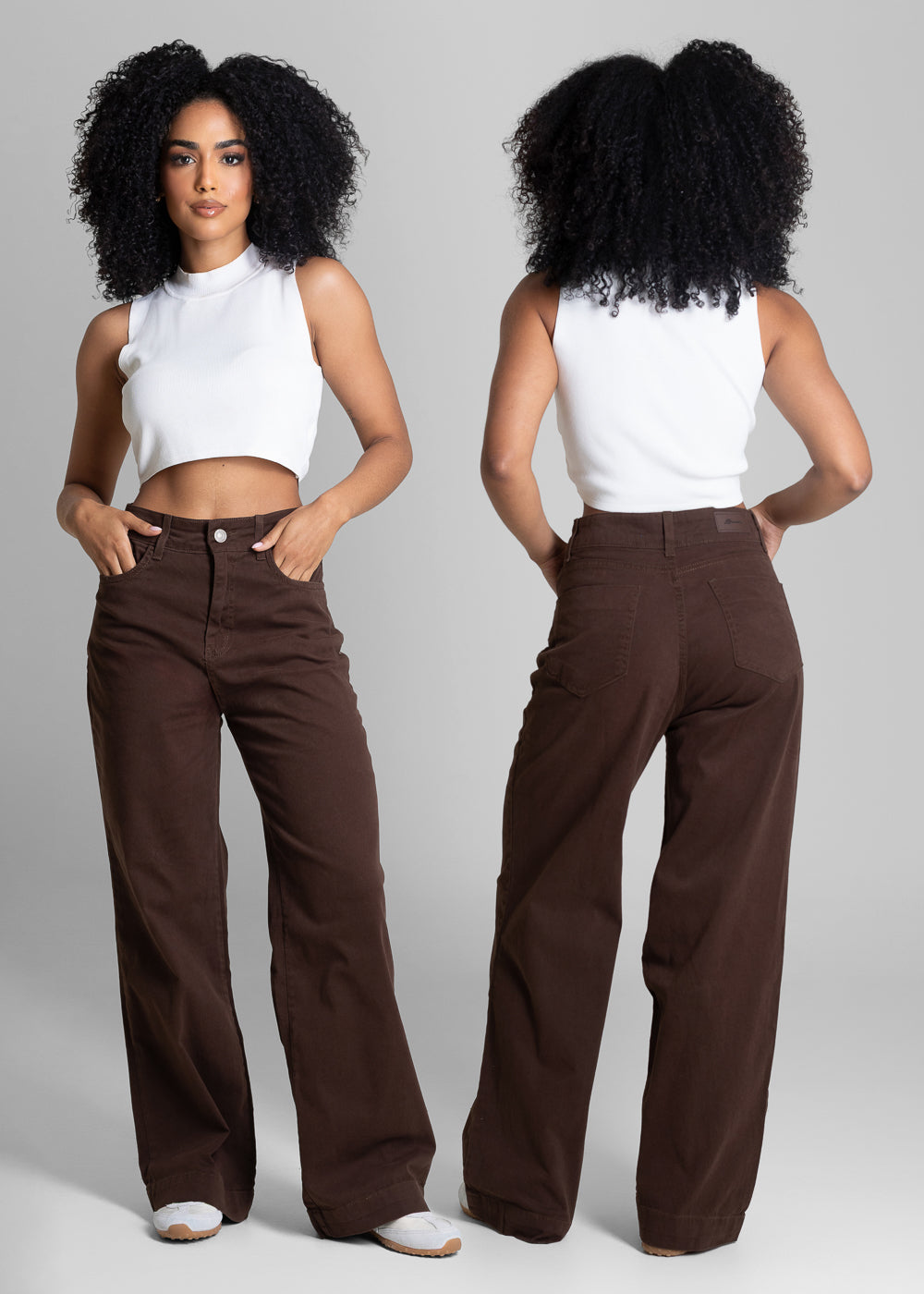 Calça Sarja Sawary Wide Leg Petit - 283542 MARROM