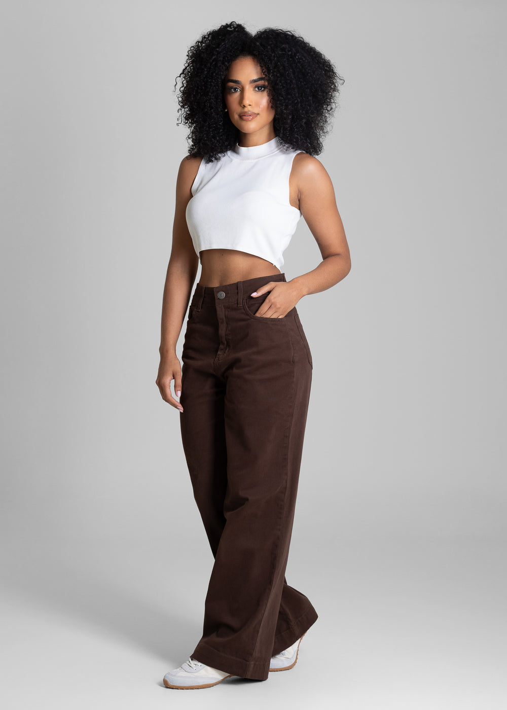 Calça Sarja Sawary Wide Leg Petit - 283542 MARROM