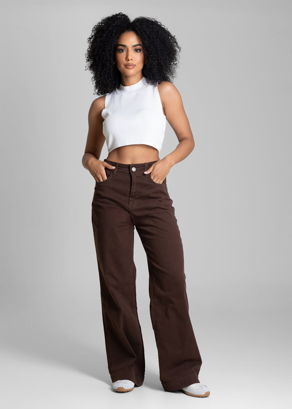 Calça Sarja Sawary Wide Leg Petit - 283542 MARROM