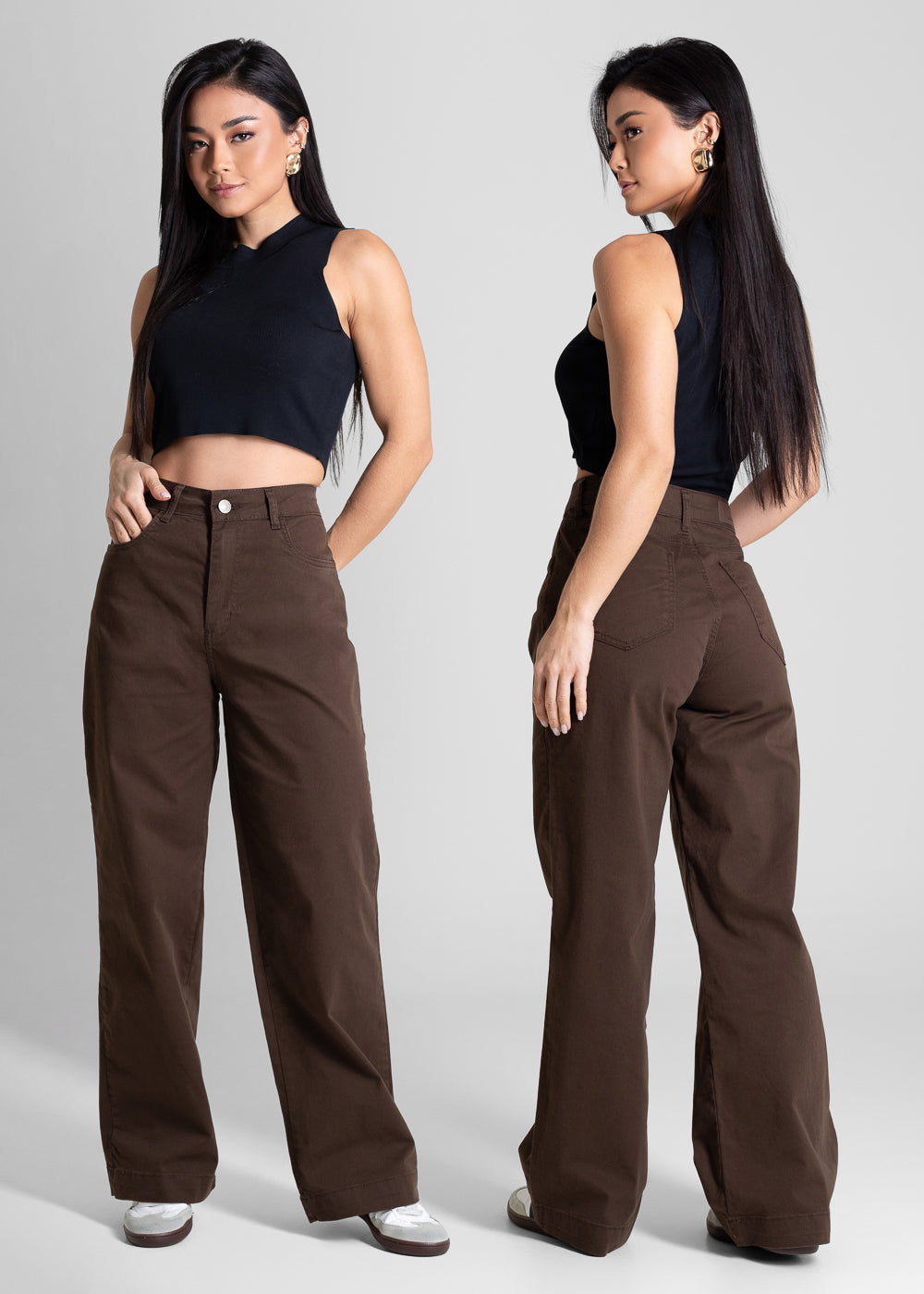 Calça Sarja Sawary Wide Leg Petit - 283554 MARROM