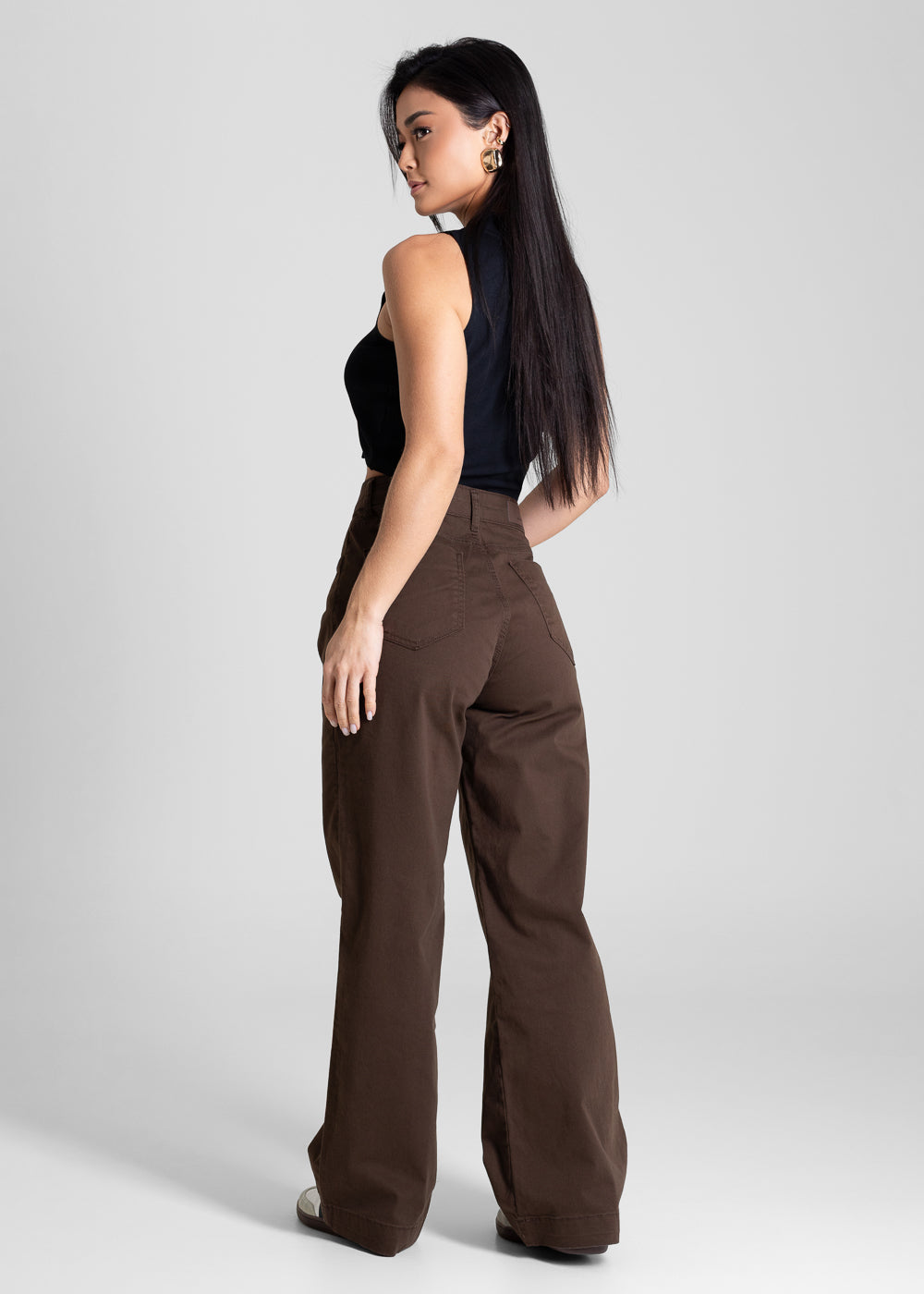 Calça Sarja Sawary Wide Leg Petit - 283554 MARROM