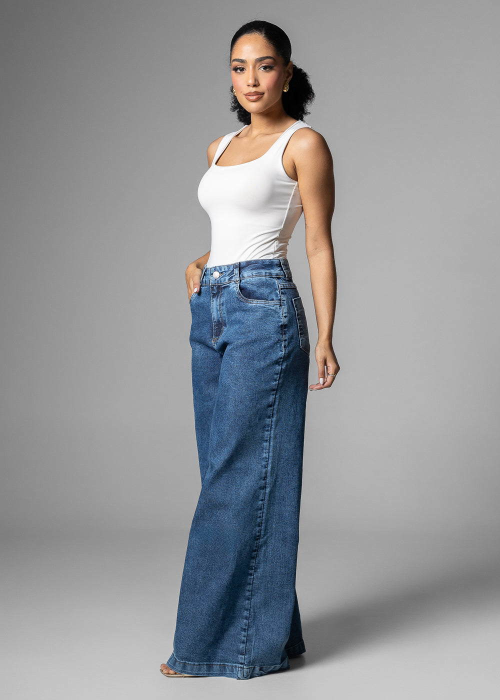 Calça Jeans Sawary Super Wide Leg - 283561 AZUL