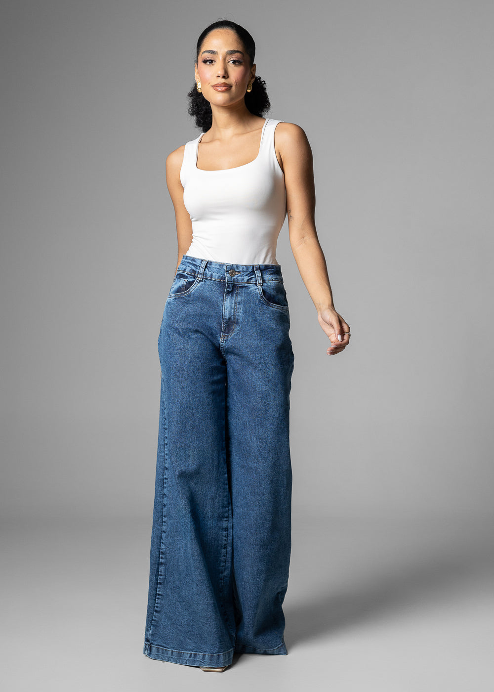 Calça Jeans Sawary Super Wide Leg - 283561 AZUL