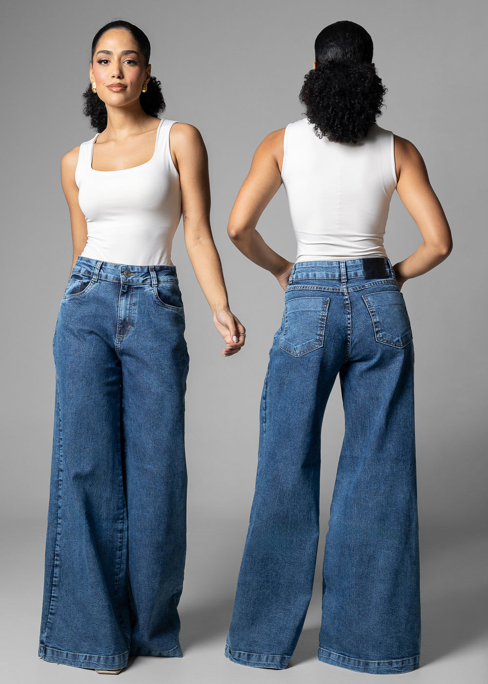 Calça Jeans Sawary Super Wide Leg - 283561 AZUL