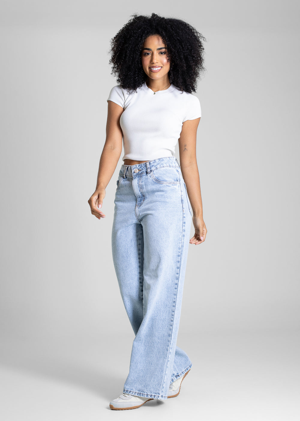 Calça Jeans Sawary Wide Leg Petit - 283569 AZUL