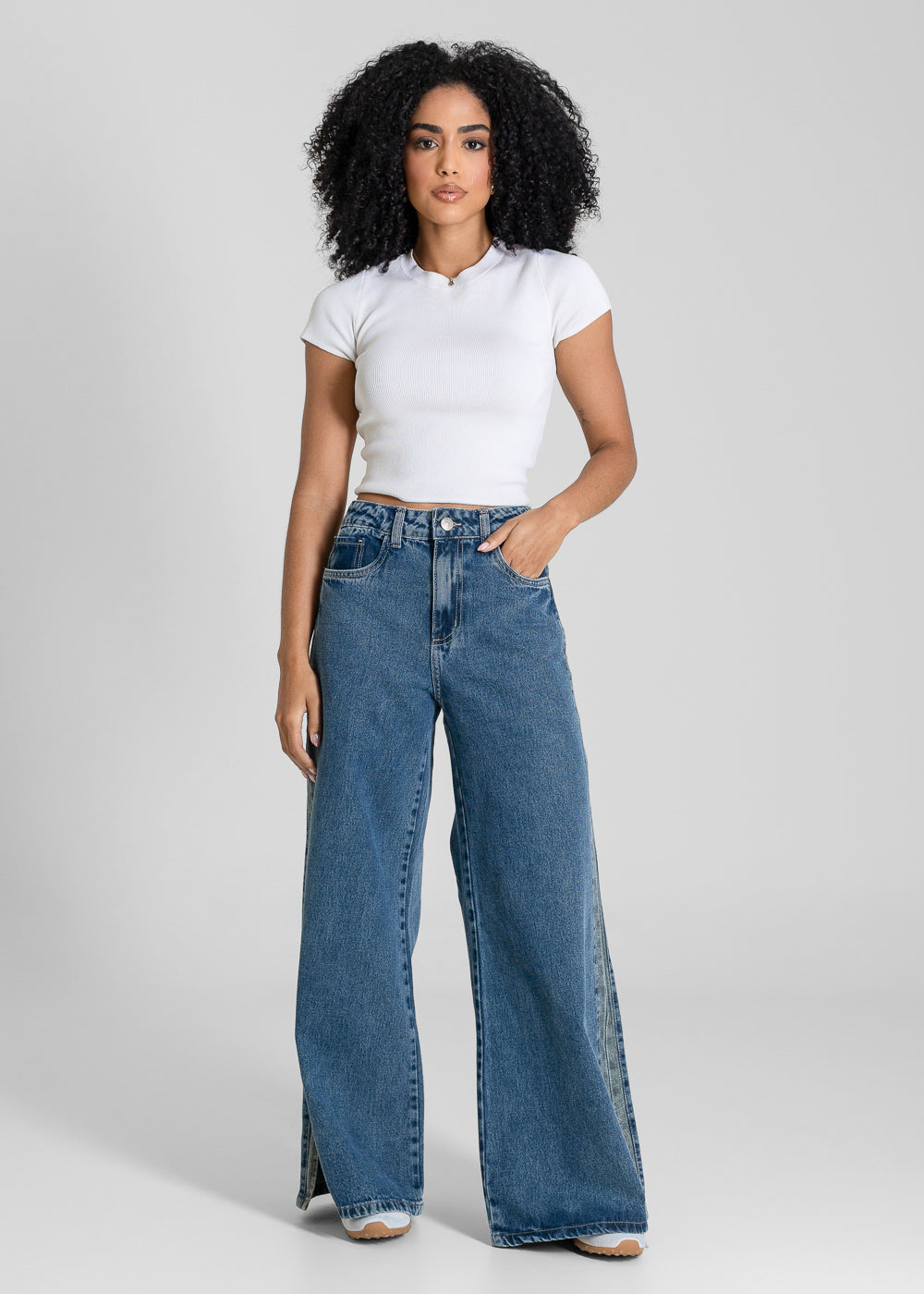 Calça Jeans Sawary Super Wide Leg Petit -283572 AZUL