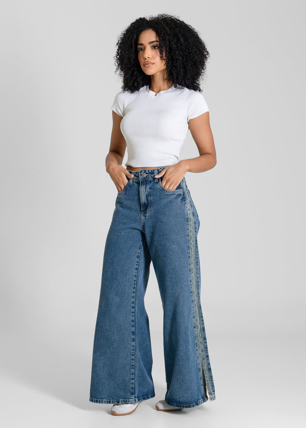 Calça Jeans Sawary Super Wide Leg Petit -283572 AZUL