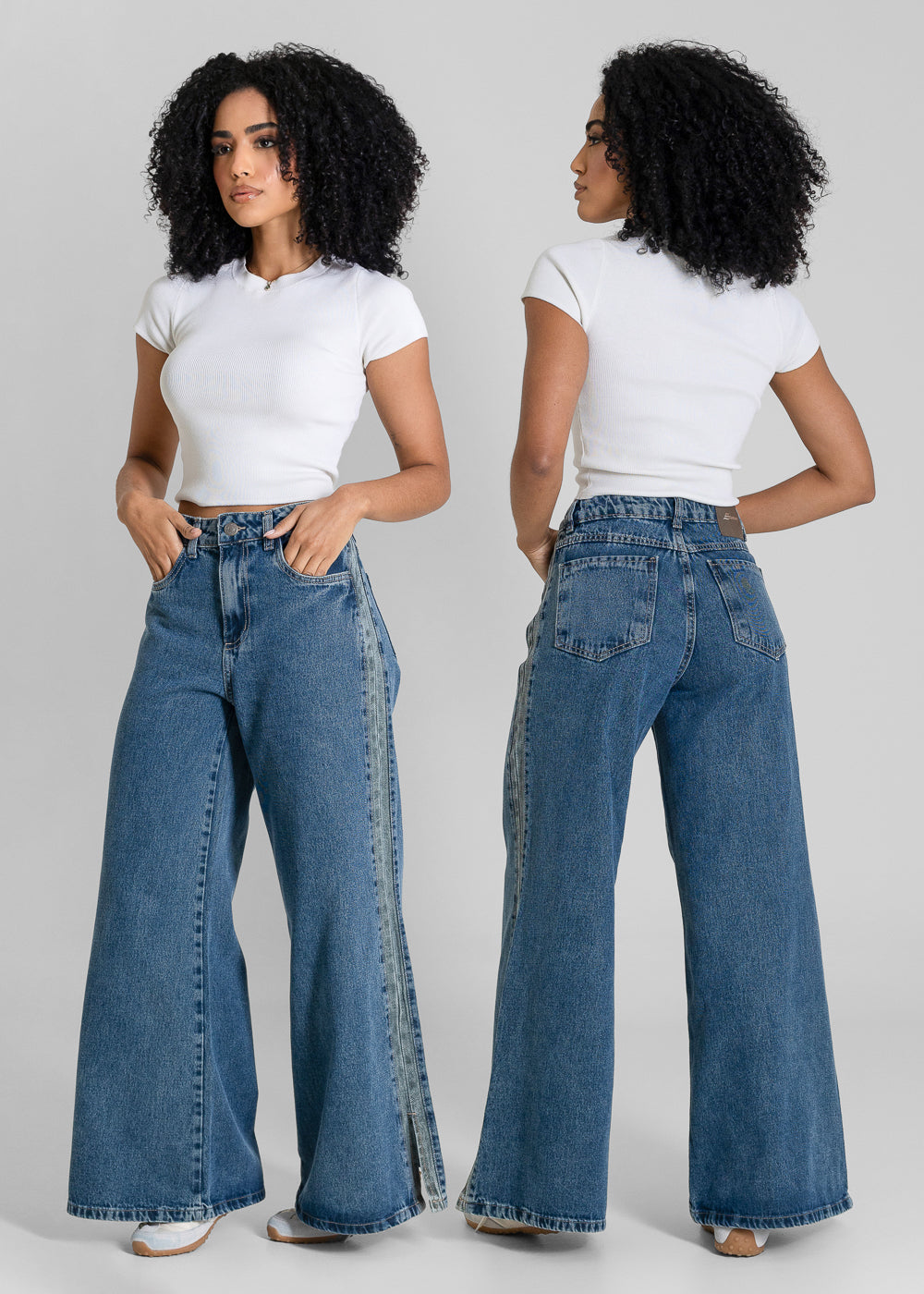 Calça Jeans Sawary Super Wide Leg Petit -283572 AZUL