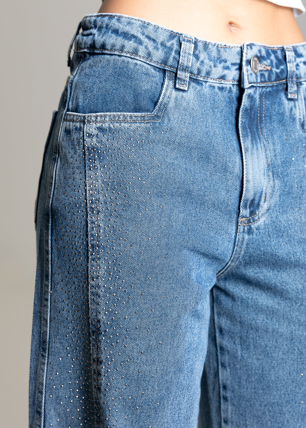Calça Jeans Sawary Wide Leg Petit Brilho - 283576 AZUL