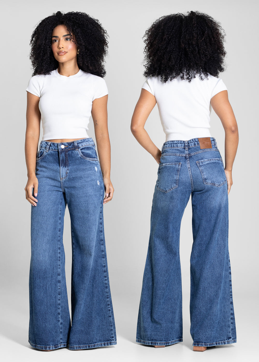 Calça Jeans Sawary Super Wide Leg - 283594 AZUL