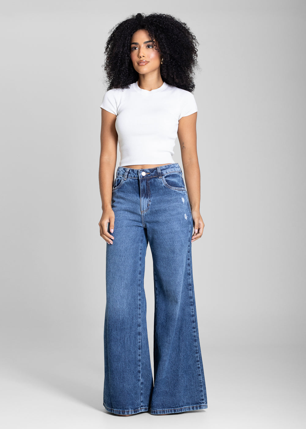 Calça Jeans Sawary Super Wide Leg - 283594 AZUL