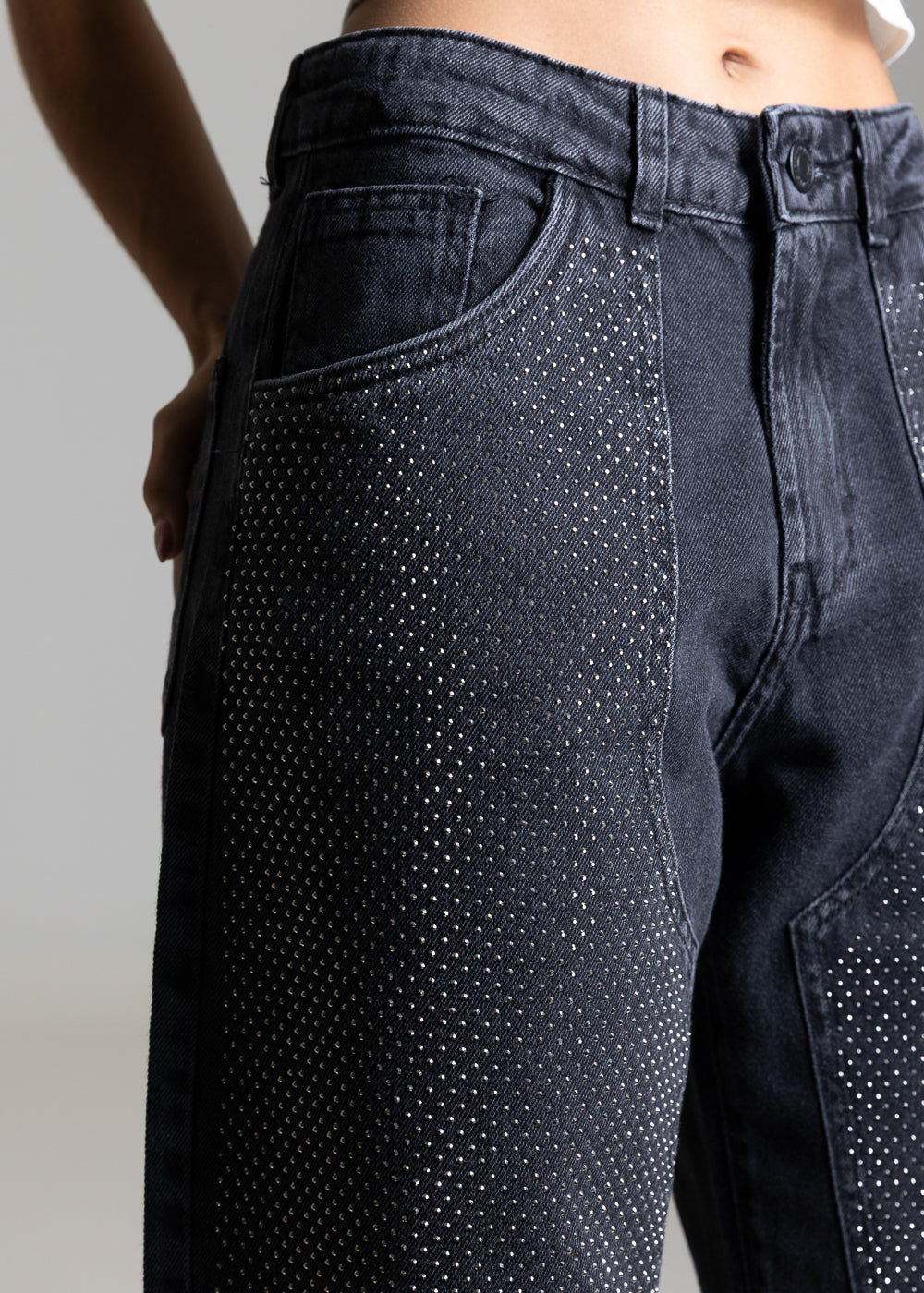 Calça Jeans Sawary Barrel Brilho - 283610 PRETO