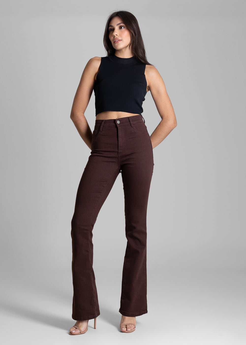 Calça Sarja Sawary Boot Cut - 283625 MARROM