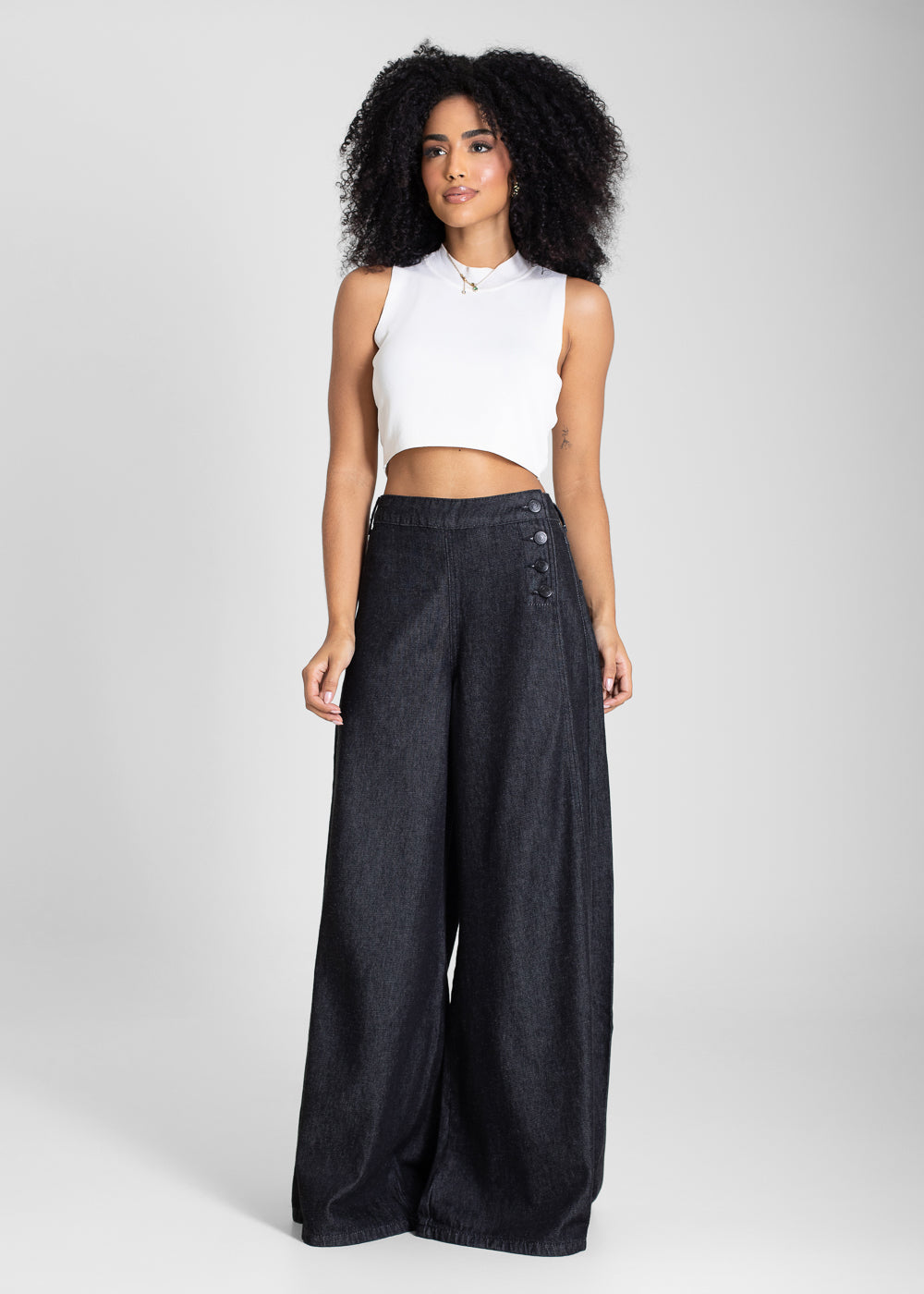 Calça Jeans Sawary Super Wide Leg - 283630 PRETO