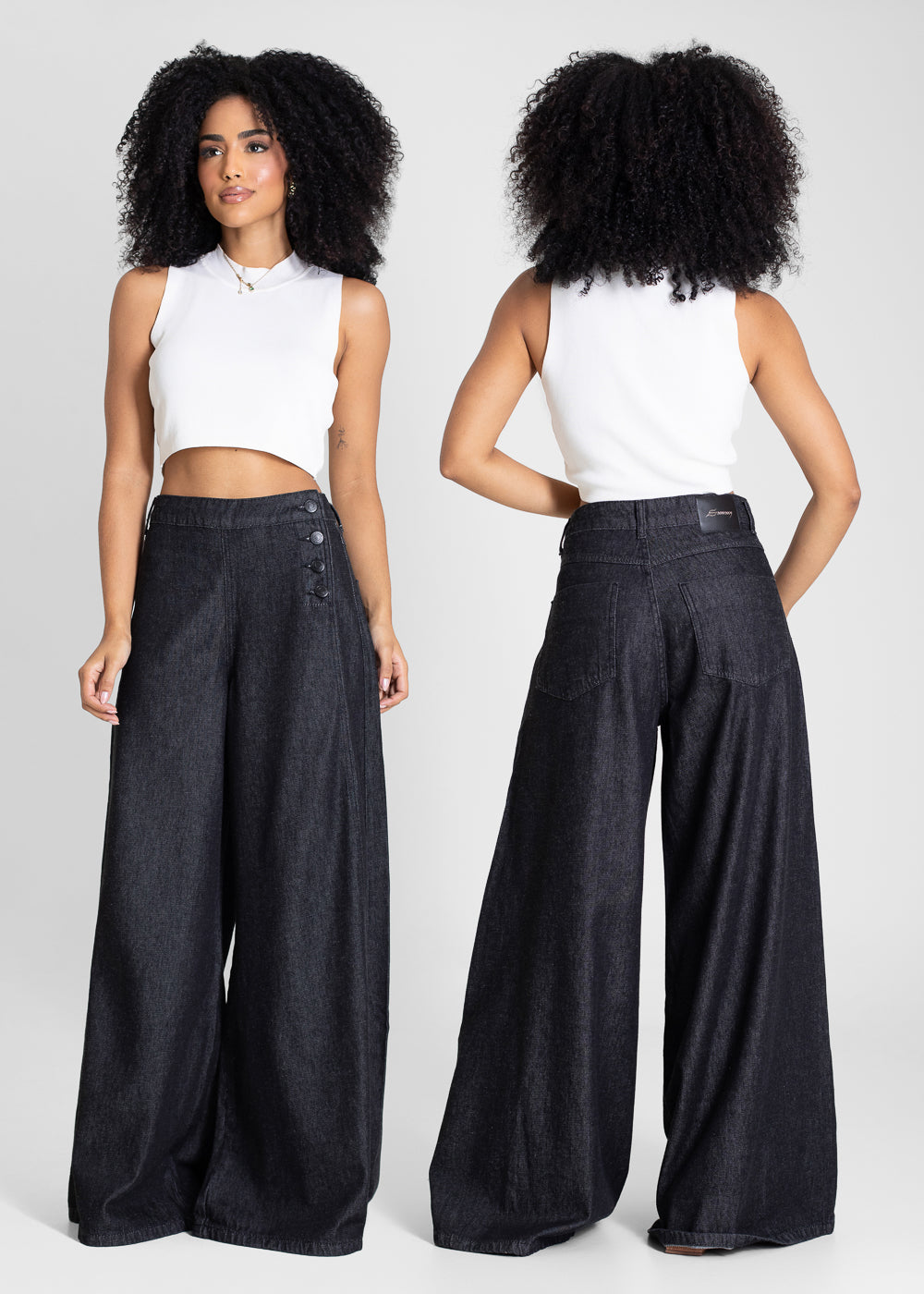 Calça Jeans Sawary Super Wide Leg - 283630 PRETO