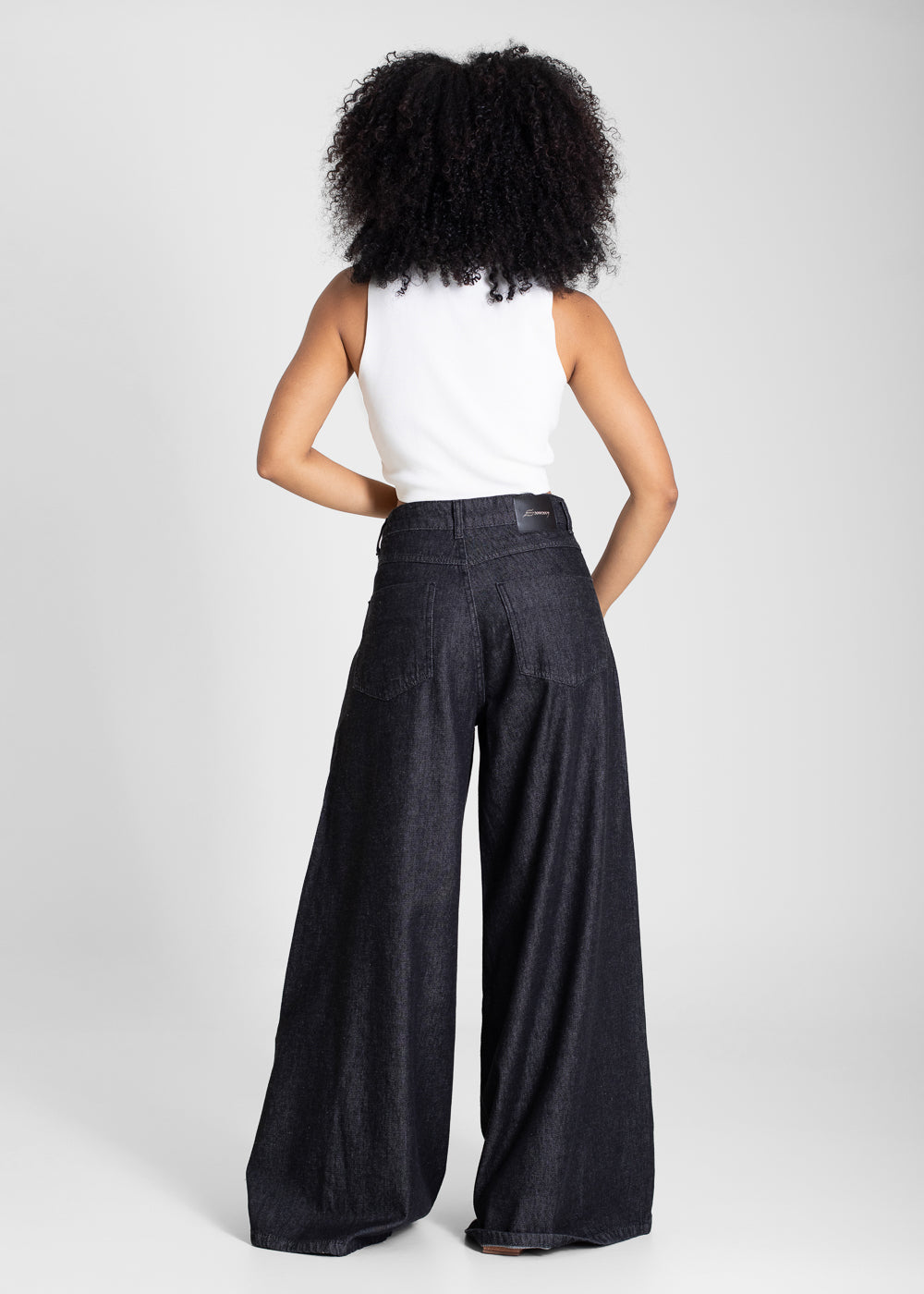 Calça Jeans Sawary Super Wide Leg - 283630 PRETO
