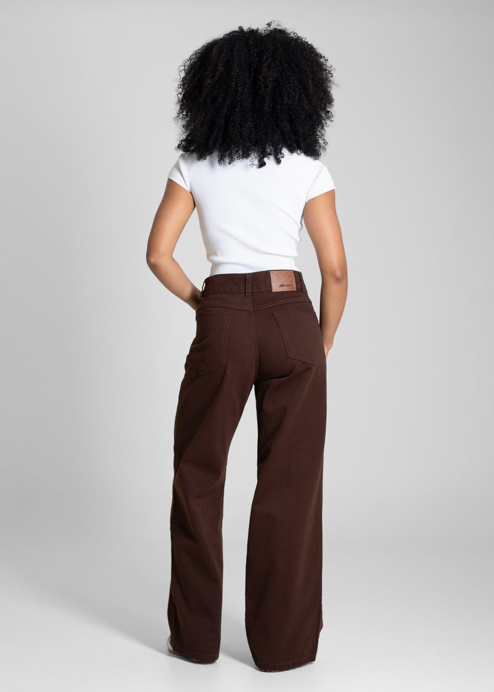 Calça Sarja Sawary Wide Leg Petit - 283633 MARROM
