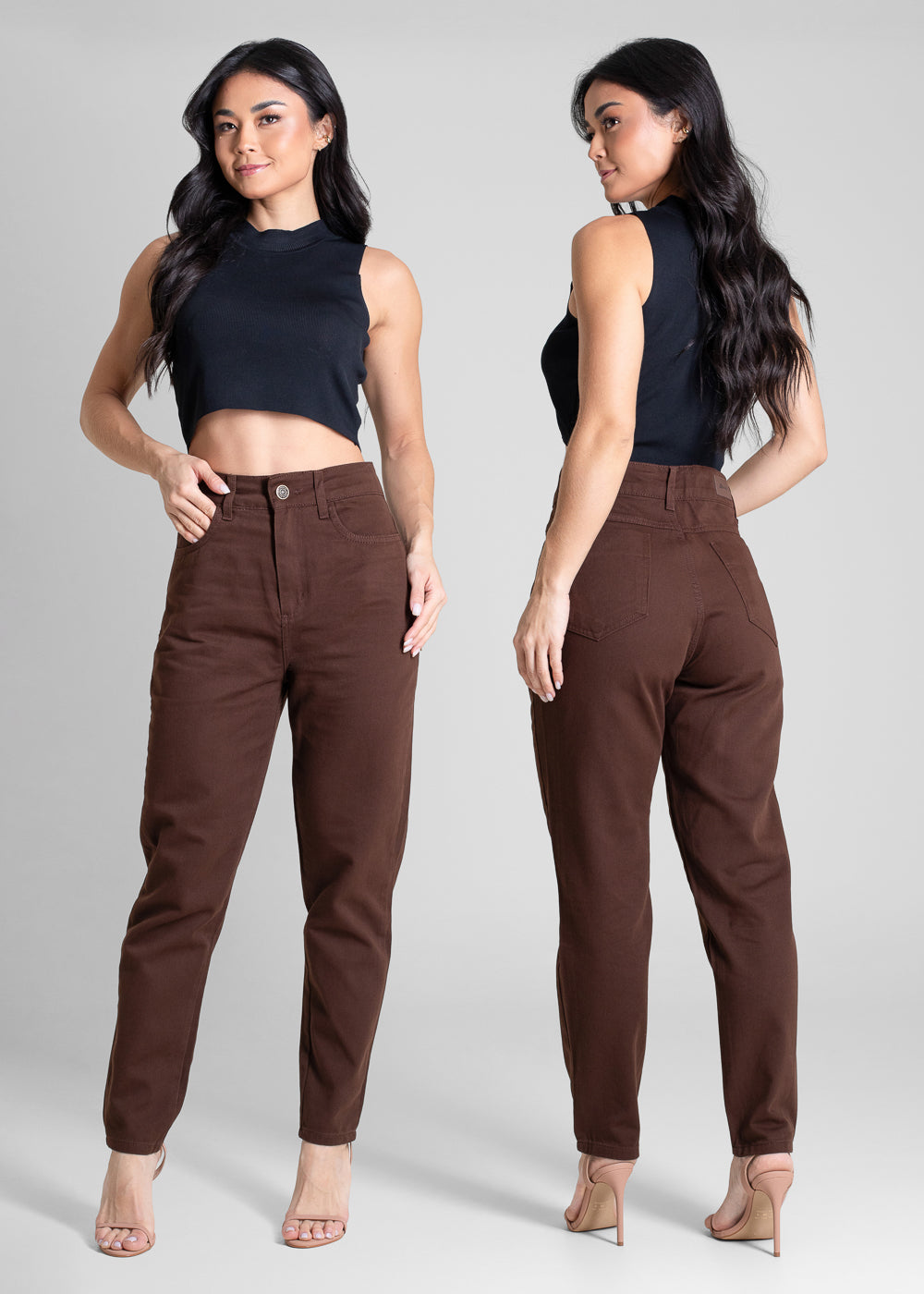 Calça Sarja Sawary Mom - 283634 MARROM