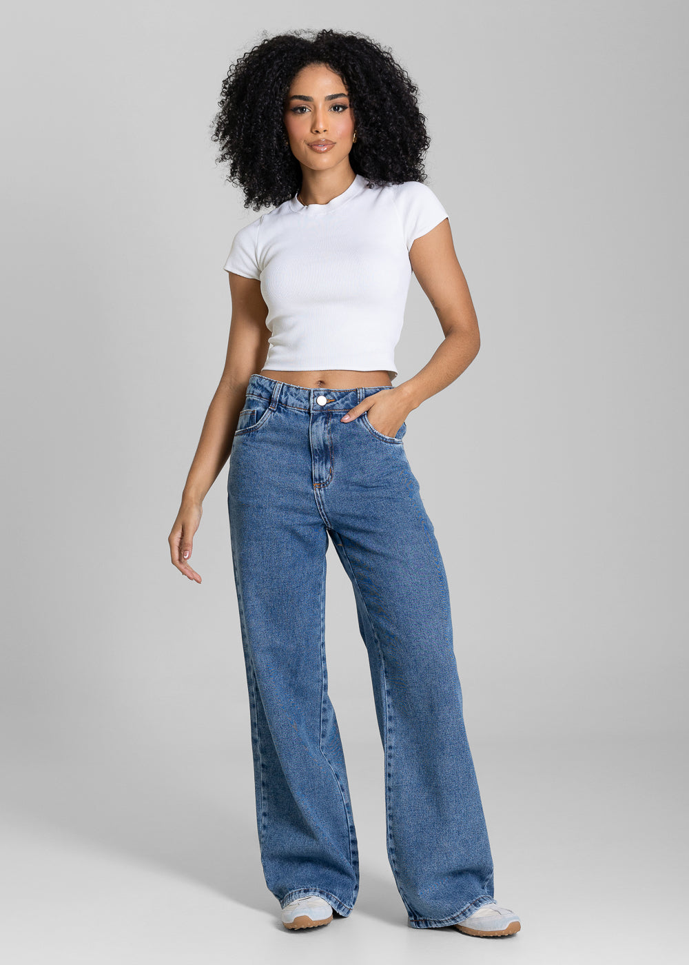 Calça Jeans Sawary Wide Leg Petit - 283636 AZUL