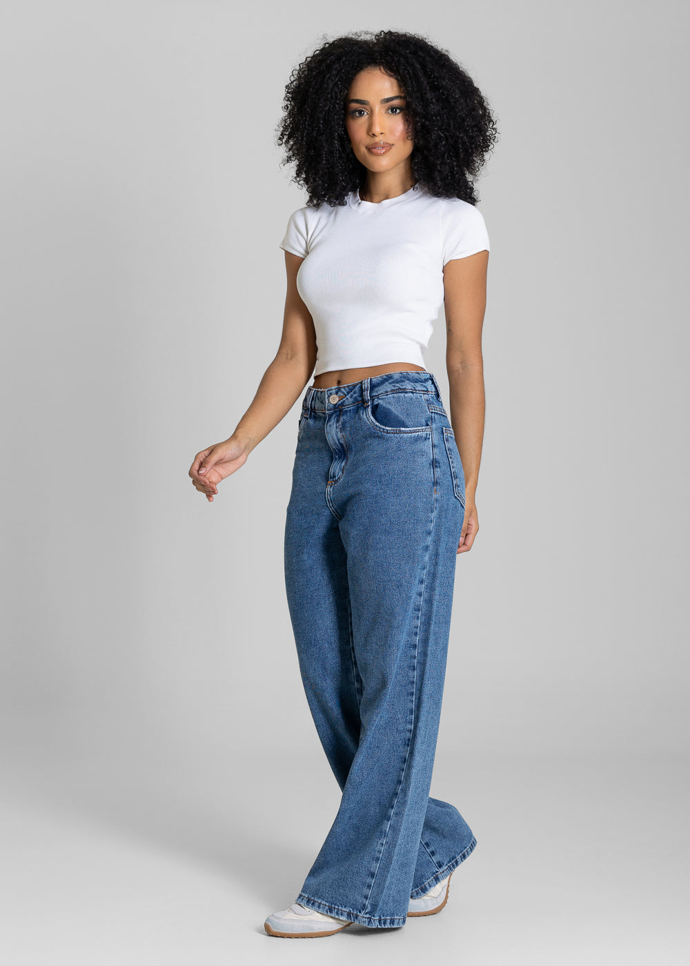 Calça Jeans Sawary Wide Leg Petit - 283636 AZUL