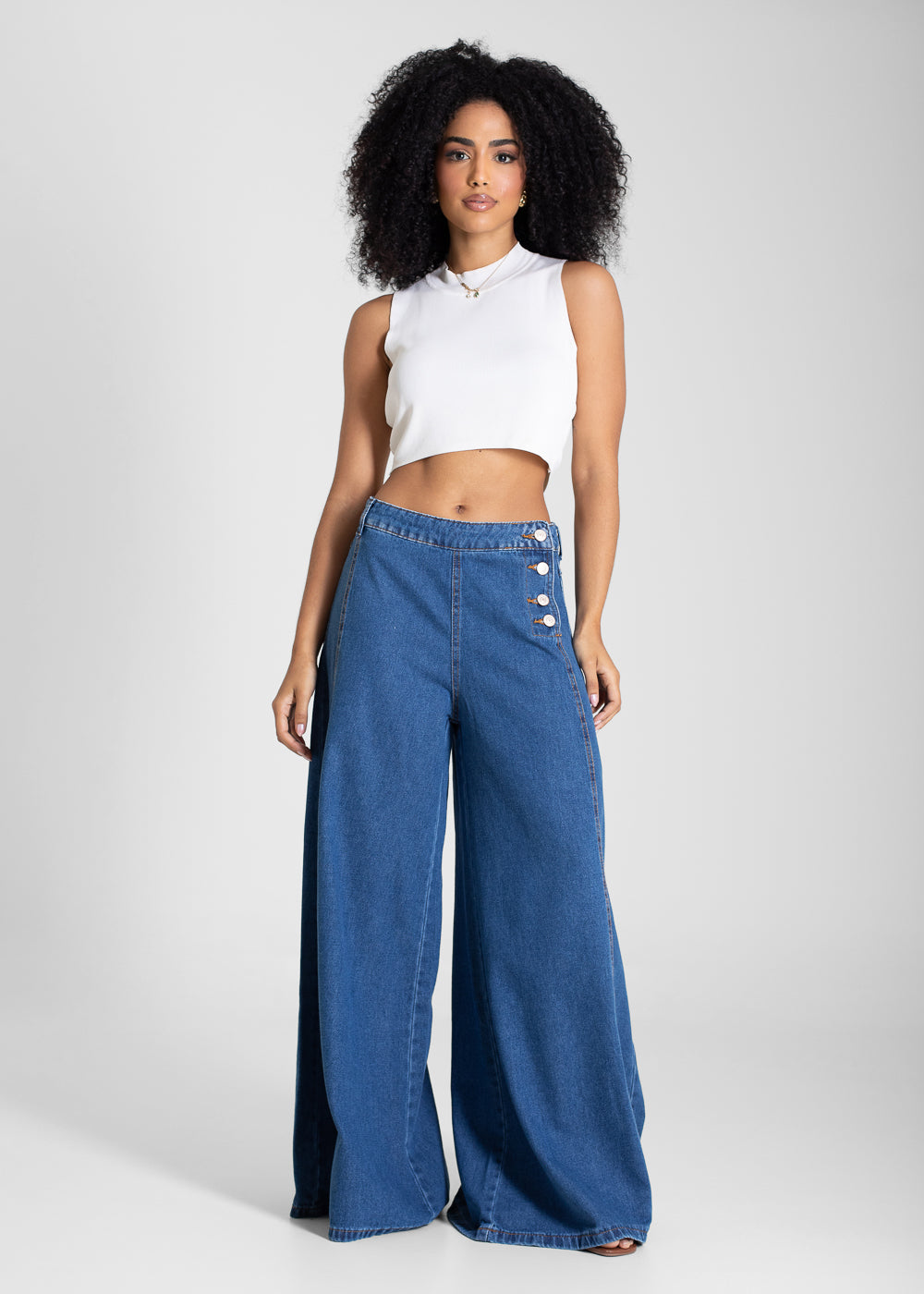 Calça Jeans Sawary Super Wide Leg - 283644 AZUL