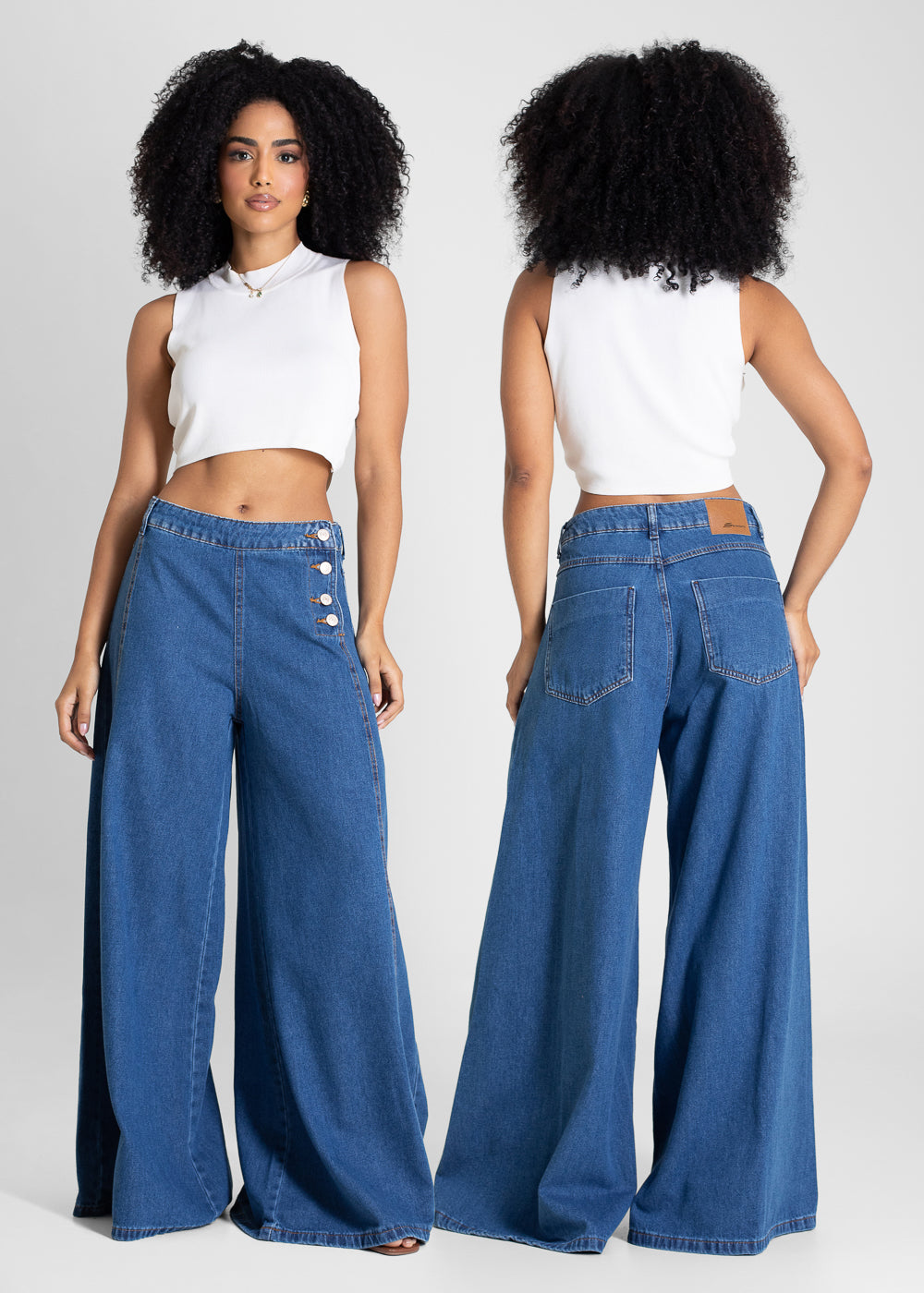 Calça Jeans Sawary Super Wide Leg - 283644 AZUL