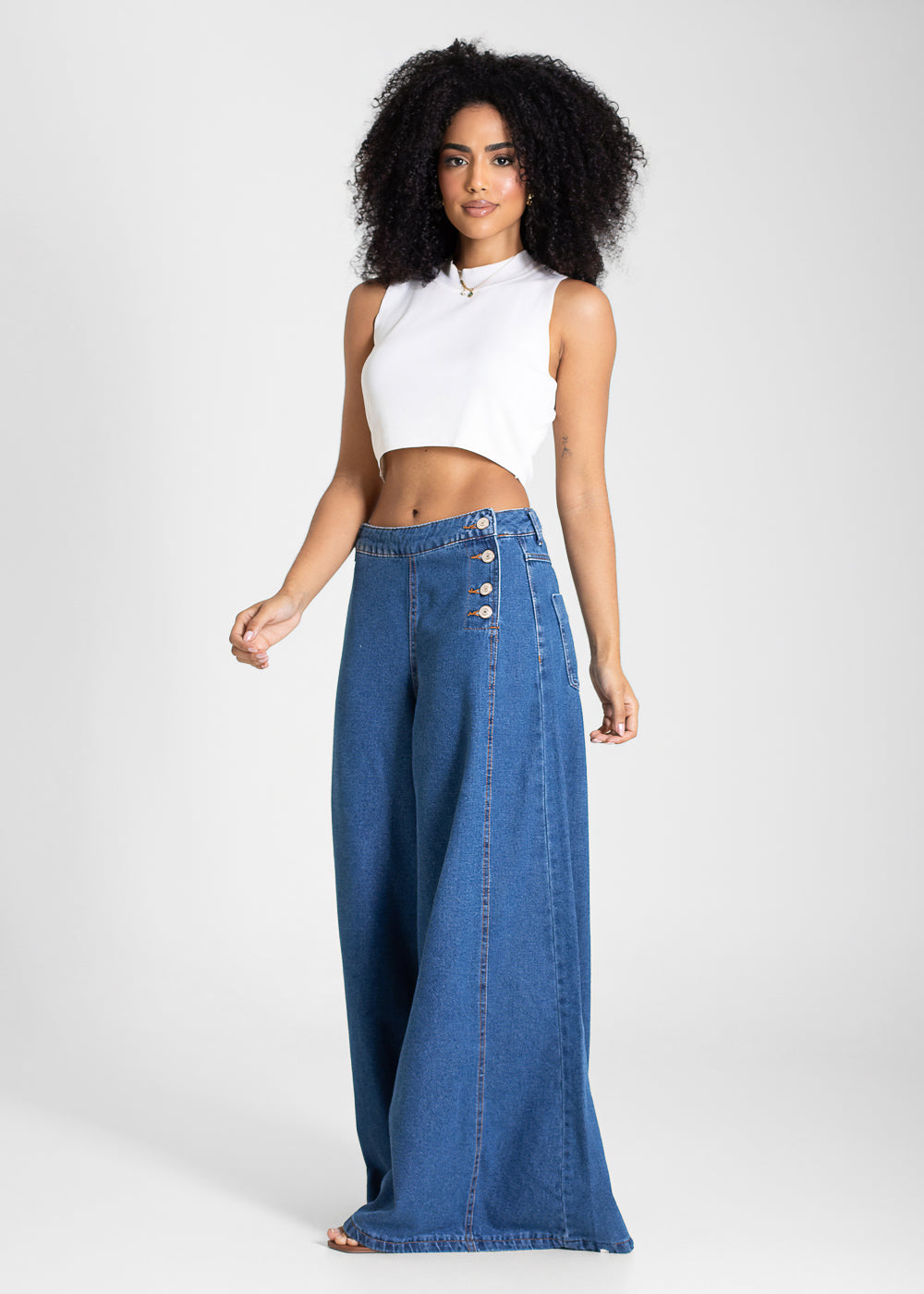 Calça Jeans Sawary Super Wide Leg - 283644 AZUL