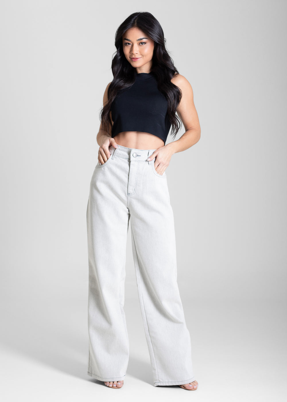 Calça Sarja Sawary Wide Leg Petit - 283650 MESCLA