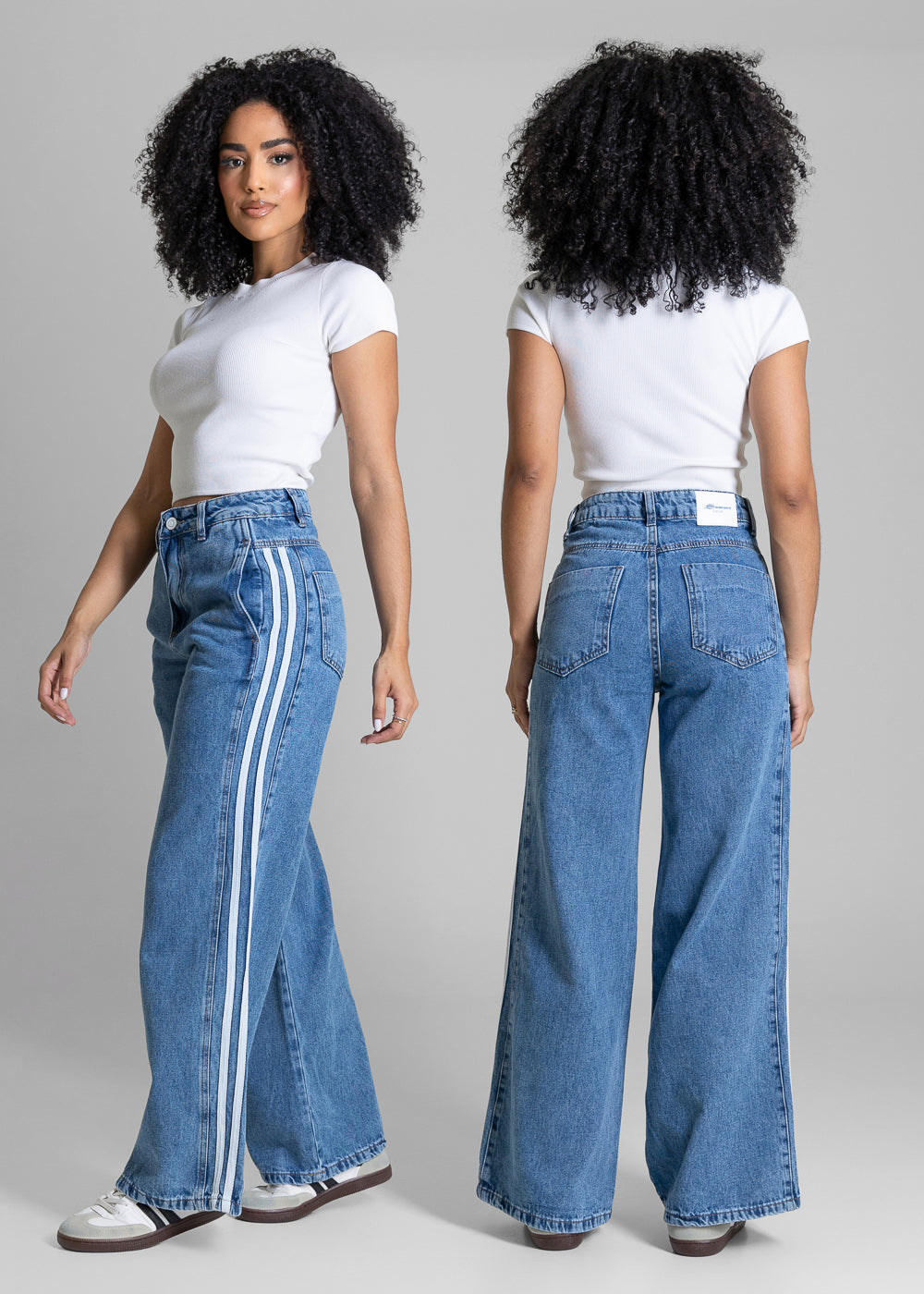 Calça Jeans Sawary Wide Leg Petit Listras - 283655 AZUL