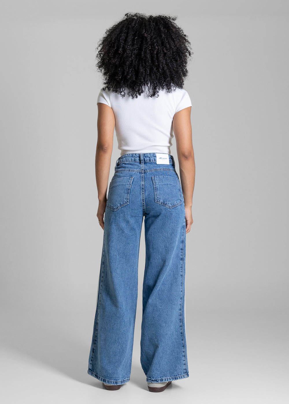 Calça Jeans Sawary Wide Leg Petit Listras - 283655 AZUL