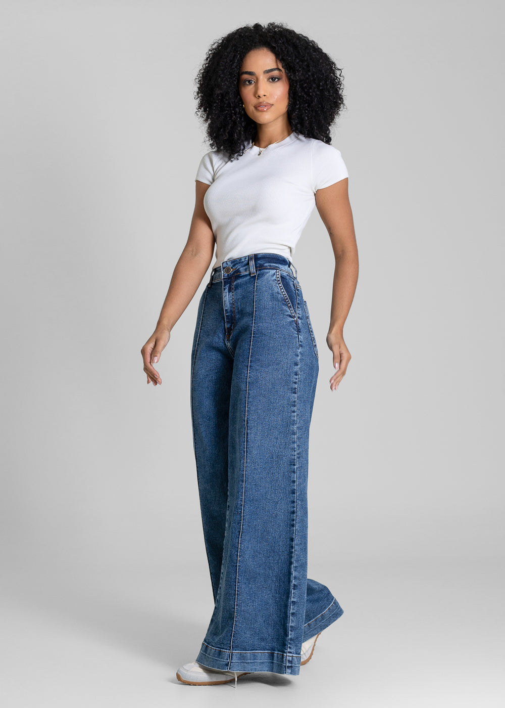 Calça Jeans Sawary Super Wide Leg Petit -283659 AZUL
