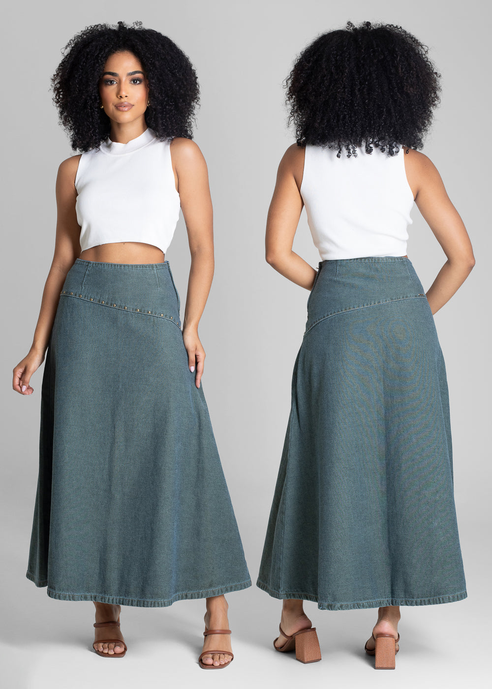 Saia Jeans Sawary Midi - 283665 INDIGO (DIRTY)
