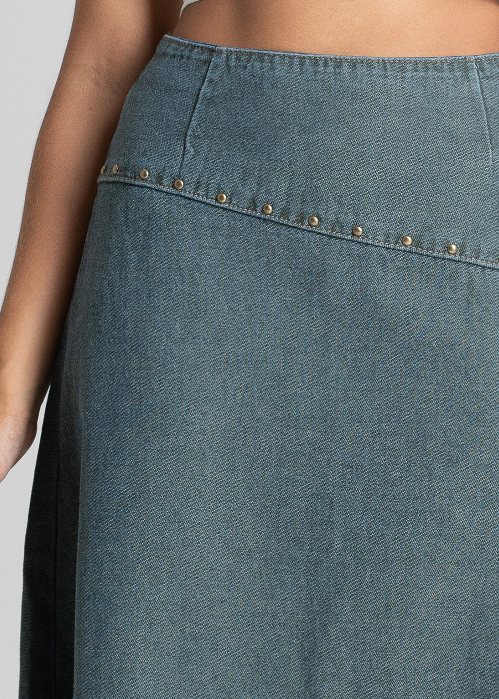 Saia Jeans Sawary Midi - 283665 INDIGO (DIRTY)
