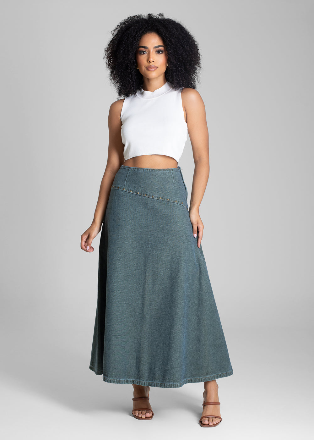 Saia Jeans Sawary Midi - 283665 INDIGO (DIRTY)