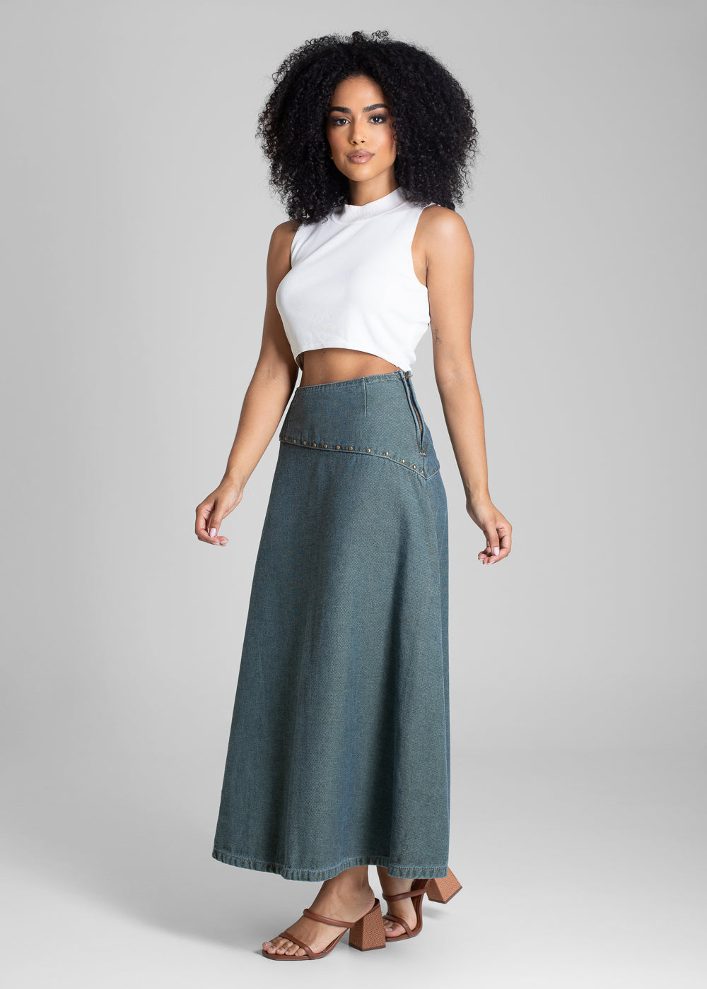 Saia Jeans Sawary Midi - 283665 INDIGO (DIRTY)