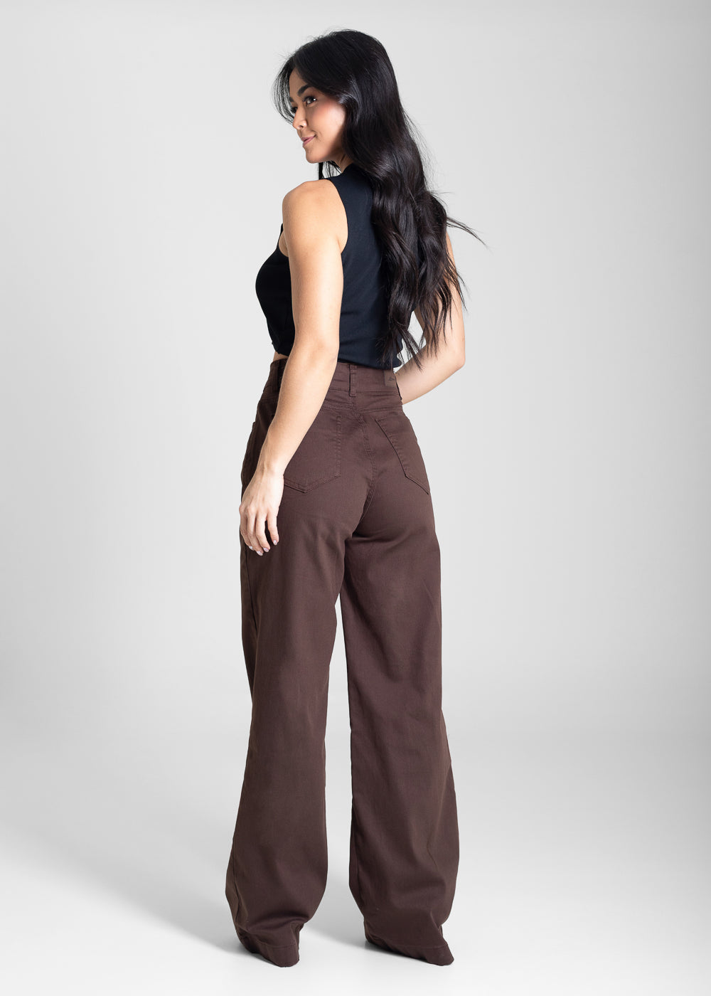 Calça Sarja Sawary Wide Leg - 283679 MARROM
