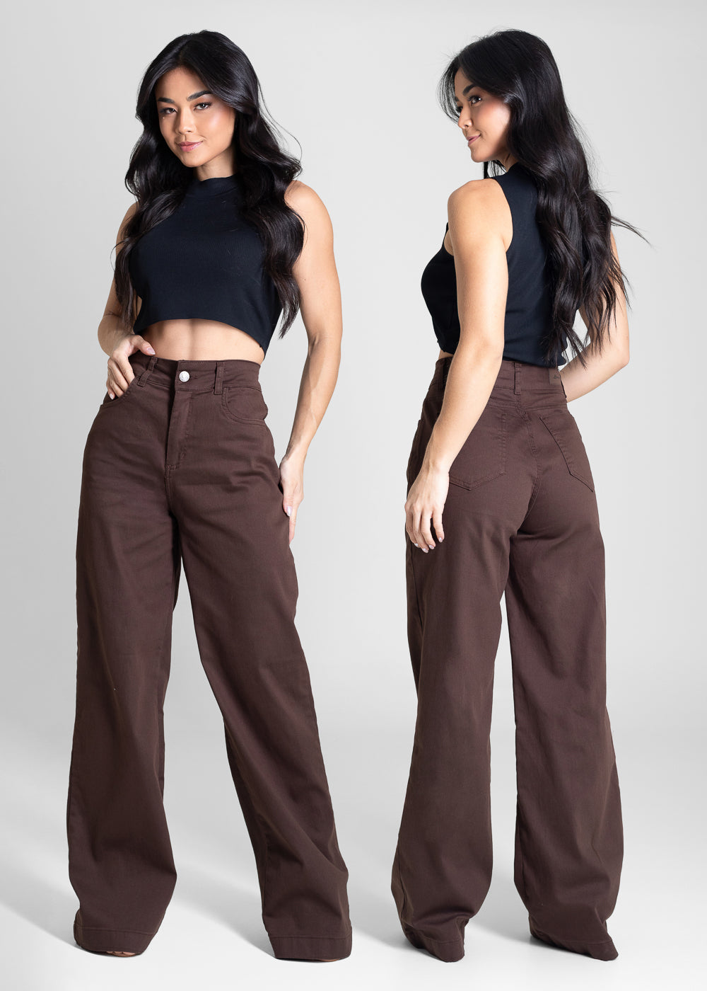 Calça Sarja Sawary Wide Leg - 283679 MARROM