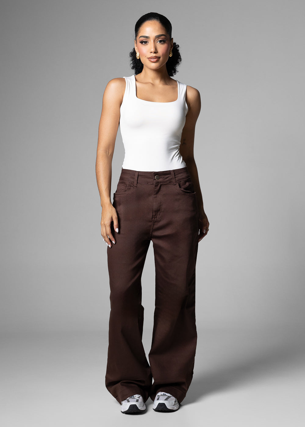 Calça Sarja Sawary Wide Leg Petit - 283680 MARROM