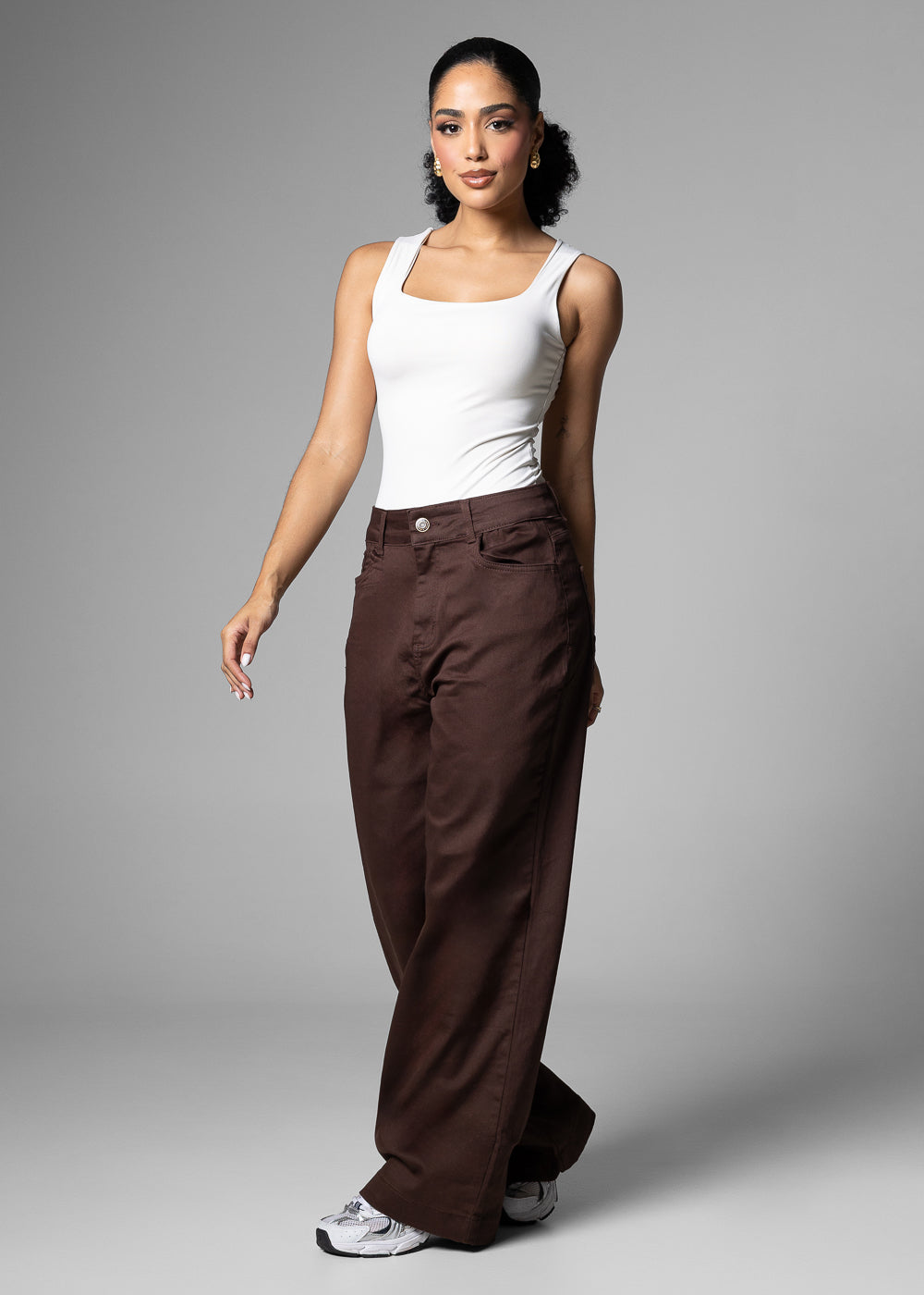 Calça Sarja Sawary Wide Leg Petit - 283680 MARROM