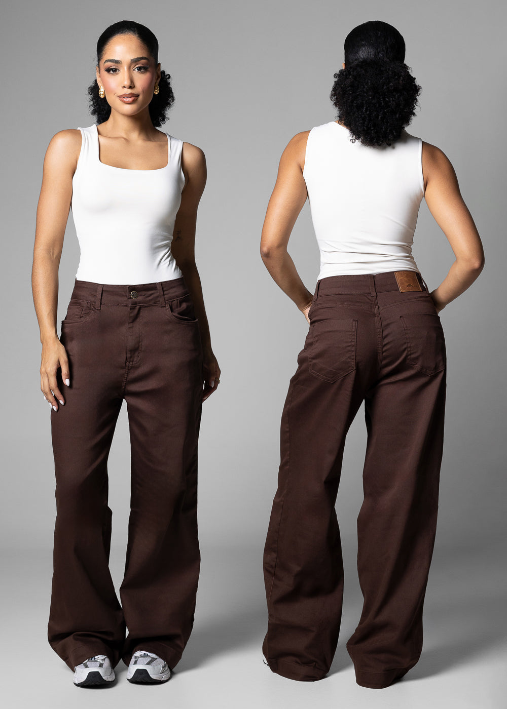 Calça Sarja Sawary Wide Leg Petit - 283680 MARROM