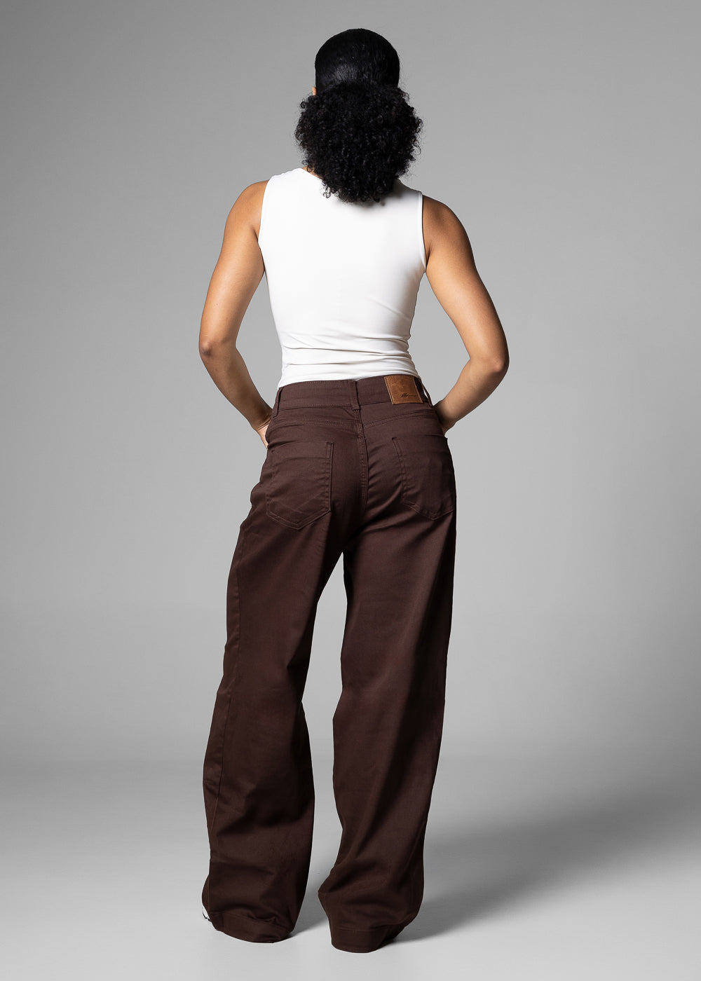 Calça Sarja Sawary Wide Leg Petit - 283680 MARROM