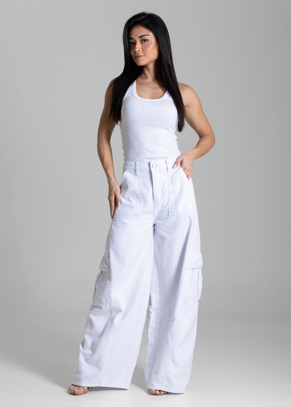 Calça Sarja Sawary Balloon Cargo - 283683 BRANCO
