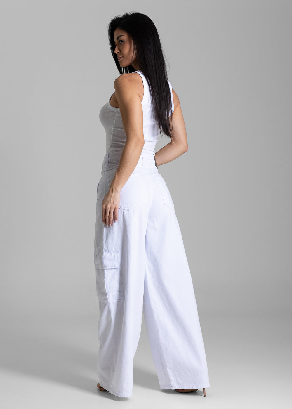 Calça Sarja Sawary Balloon Cargo - 283683 BRANCO