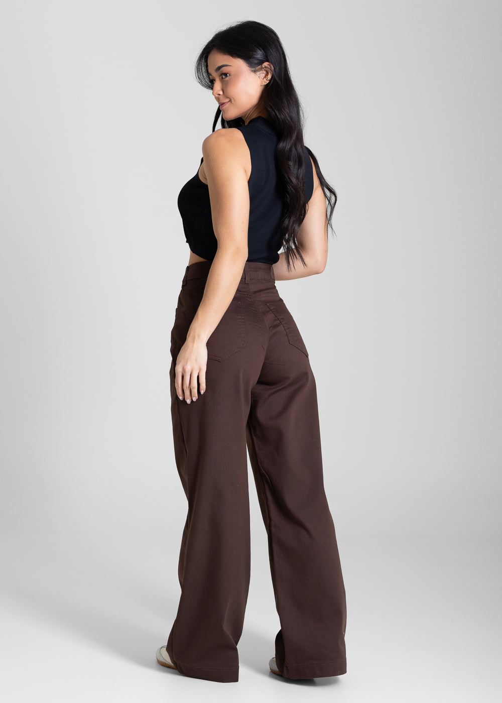 Calça Sarja Sawary Wide Leg Petit - 283694 MARROM