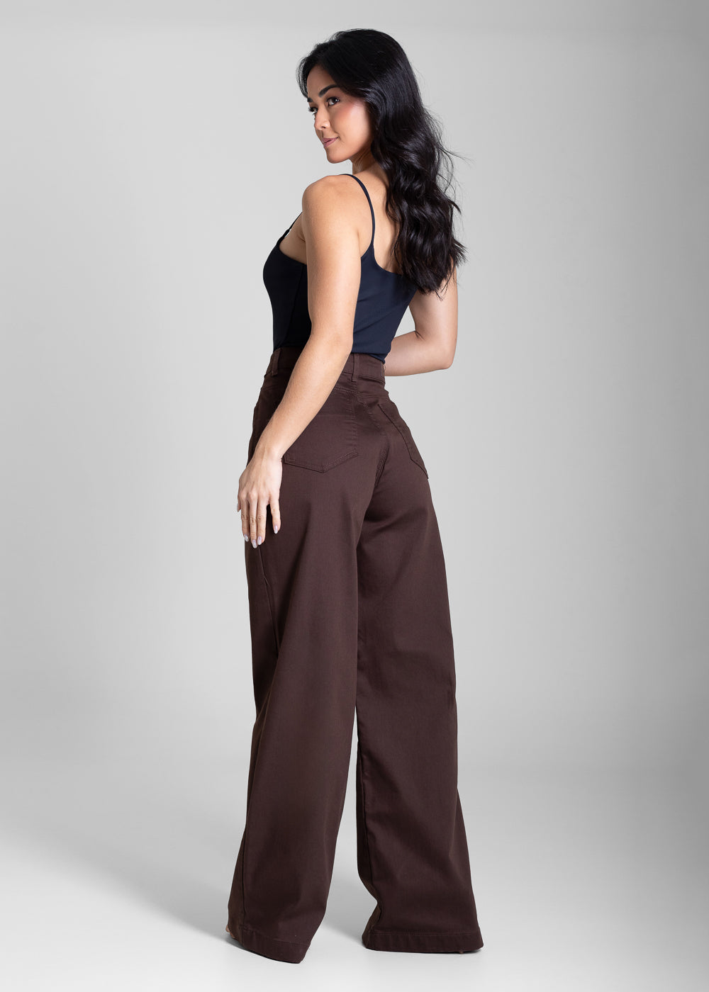 Calça Sarja Sawary Wide Leg - 283696 MARROM