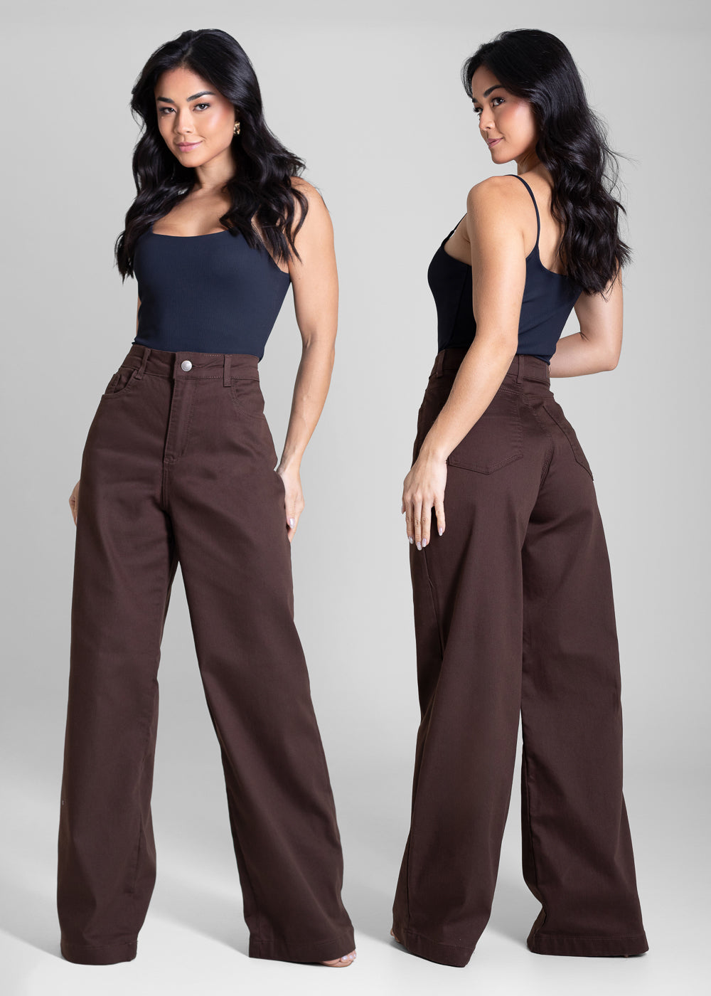 Calça Sarja Sawary Wide Leg - 283696 MARROM