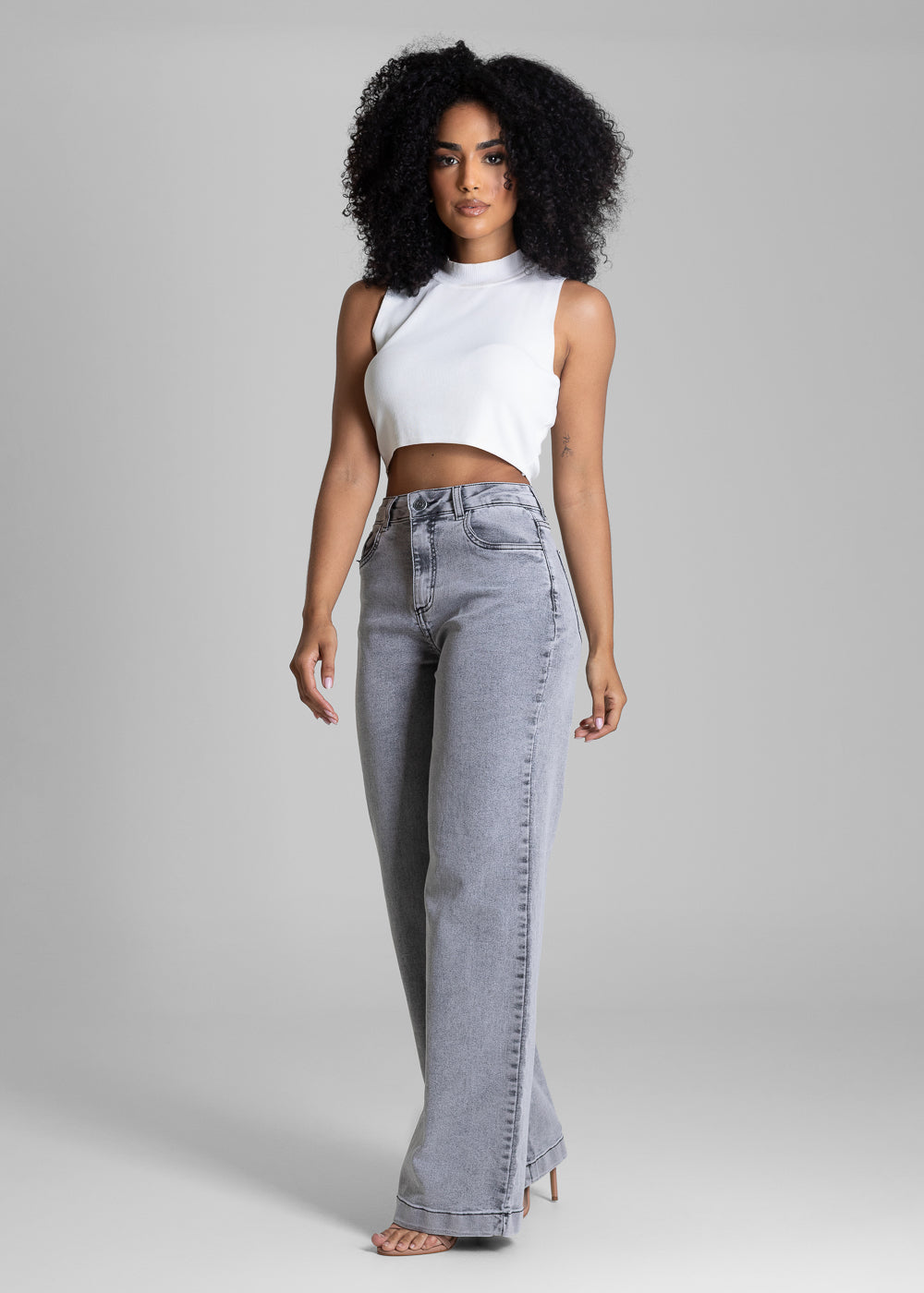 Calça Jeans Sawary Wide Leg - 283697 PRETO