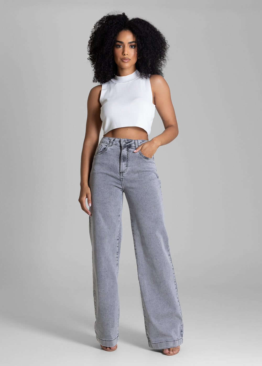 Calça Jeans Sawary Wide Leg - 283697 PRETO