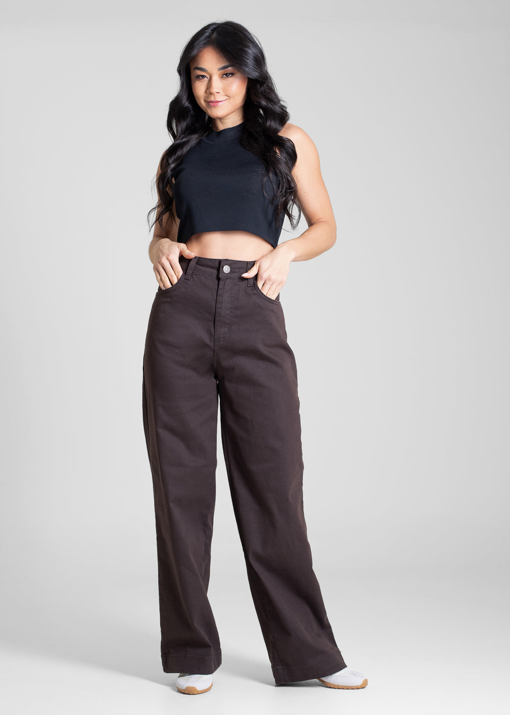Calça Sarja Sawary Wide Leg Petit - 283701 MARROM